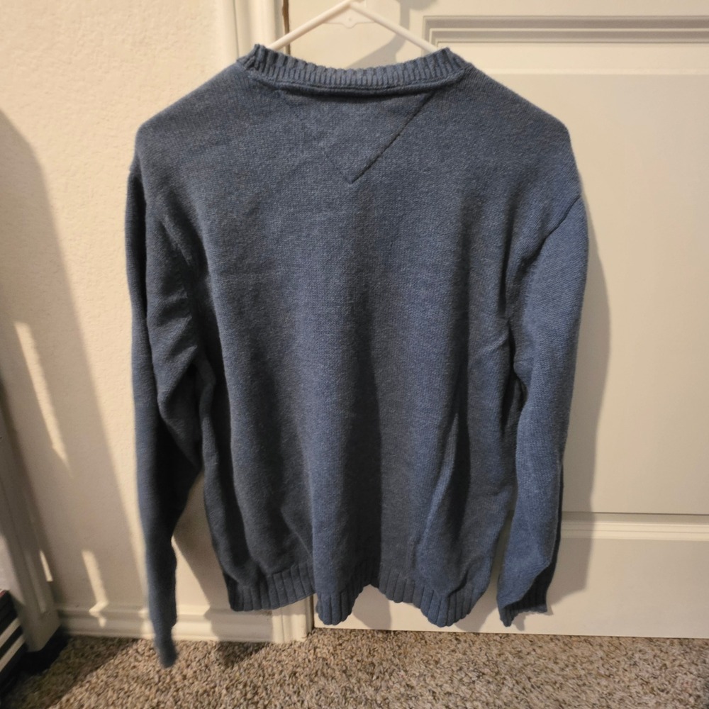 Tommy Hilfiger Mens Blue Cotton Crewneck Sweater Size Medium Embroidered Logo - Picture 5 of 7